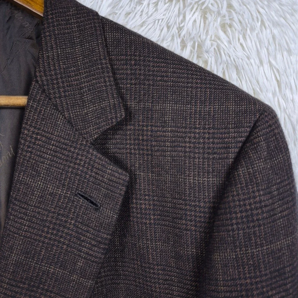Brioni Nomentano Brown Glen Plaid 100% Pure Cashmere Blazer Saks Fifth Ave 46R